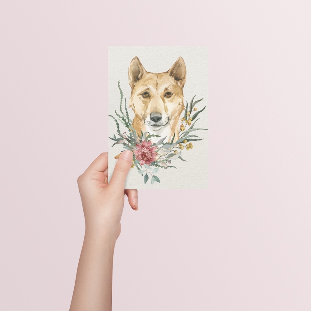 Watercolor Floral Dingo Illustration Wall Art Print Poster Unframed - Picture 7 of 9